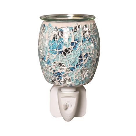 Aroma Blue Mosaic Glass Plug In Wax Melt Warmer  £13.04