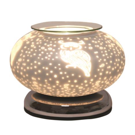 Aroma Owl Ellipse White Satin Electric Wax Melt Warmer