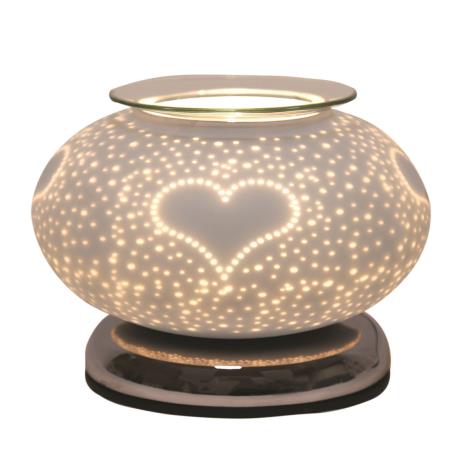 Aroma Burst Heart Ellipse White Satin Electric Wax Melt Warmer