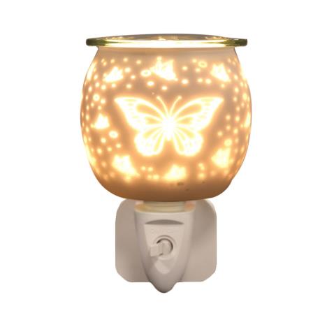 Aroma Butterfly White Satin Plug In Wax Melt Warmer  £12.59