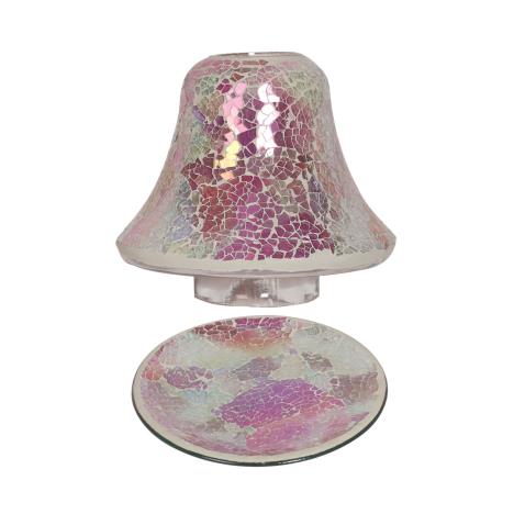 Aroma Pink Crackle Candle Shade &amp; Tray