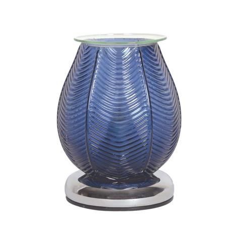 Aroma Blue Lustre Ribbed Electric Wax Melt Warmer