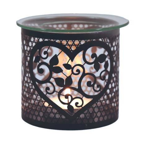 Aroma Black & Silver Heart Jar Sleeve & Wax Melt Warmer  £6.29