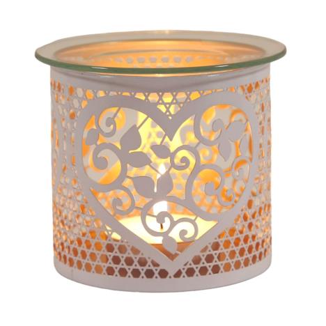 Aroma White &amp; Gold Heart Jar Sleeve &amp; Wax Melt Warmer