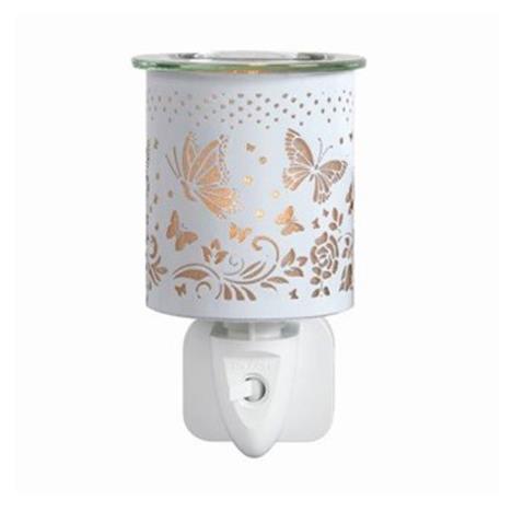 Aroma White &amp; Gold Butterfly Plug In Wax Melt Warmer