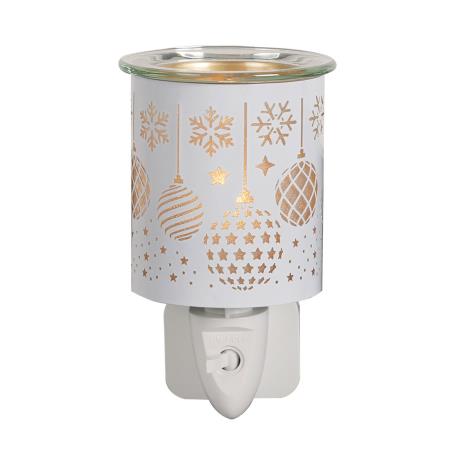 Aroma White &amp; Gold Baubles Plug In Wax Melt Warmer