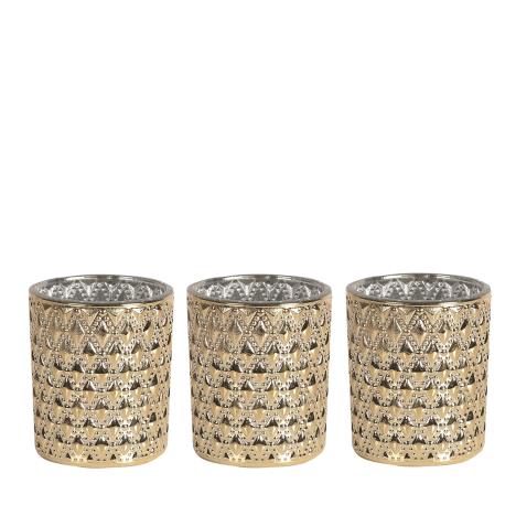 Aroma Champagne Lustre 3 Tealight &amp; Votive Holder Set