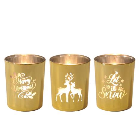 Aroma Gold Christmas 3 Tealight & Votive Holder Set  £6.29
