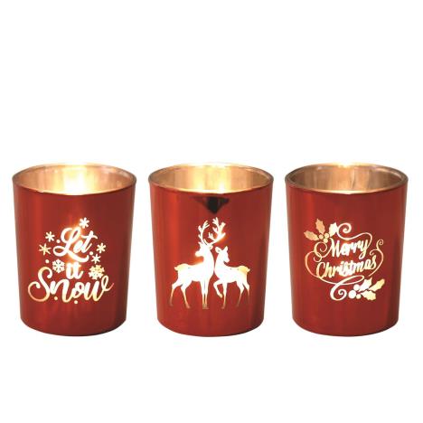 Aroma Metallic Red Christmas 3 Tealight & Votive Holder Set  £6.29