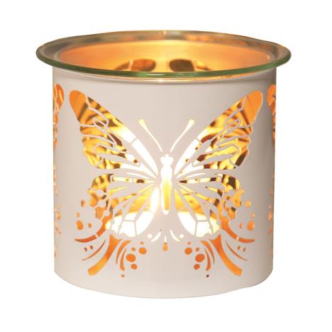 Aroma White &amp; Gold Butterfly Jar Sleeve &amp; Wax Melt Warmer