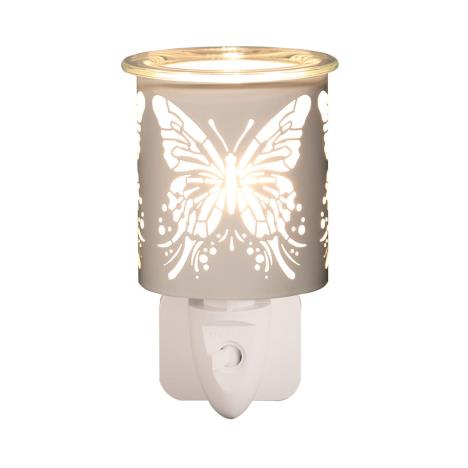 Aroma White &amp; Gold Butterfly Plug In Wax Melt Warmer
