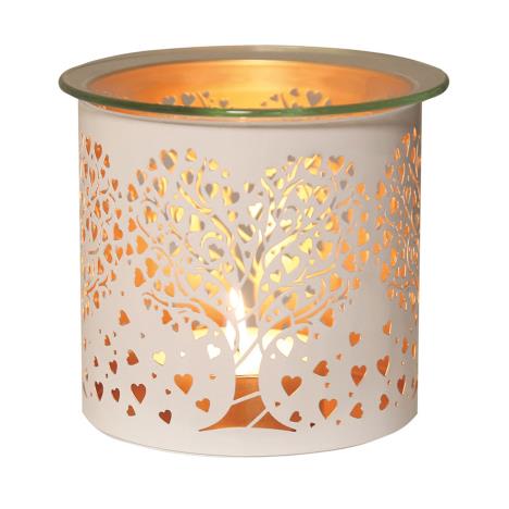 Aroma White &amp; Gold Heart Tree Jar Sleeve &amp; Wax Melt Warmer