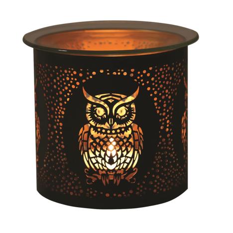 Aroma Black &amp; Gold Owl Jar Sleeve &amp; Wax Melt Warmer