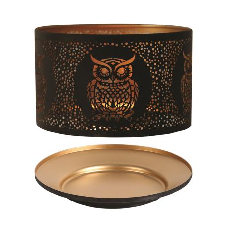 Aroma Silhouette Black &amp; Gold Owl Shade &amp; Tray