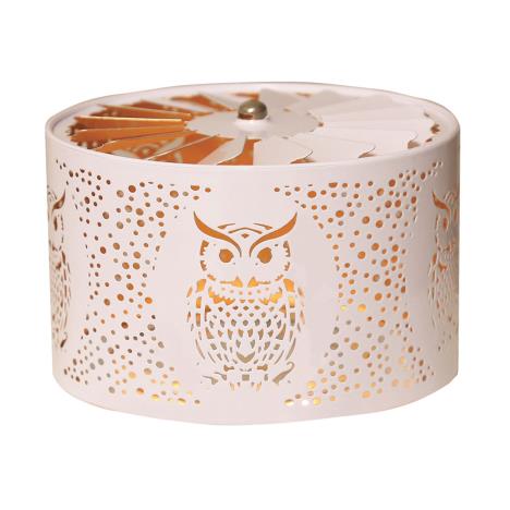 Aroma Silhouette White &amp; Gold Carousel Owl Shade