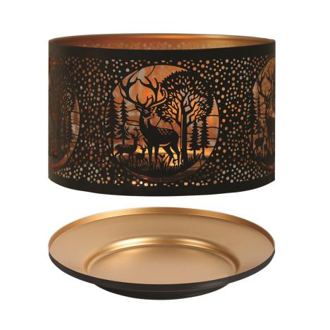 Aroma Silhouette Black &amp; Gold Deer Family Shade &amp; Tray