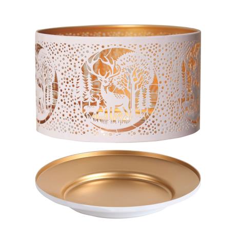 Aroma Silhouette White &amp; Gold Deer Family Shade &amp; Tray
