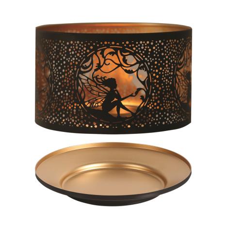 Aroma Silhouette Black &amp; Gold Sitting Fairy Shade &amp; Tray