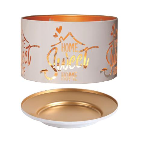 Aroma Silhouette White &amp; Gold Home Sweet Home Shade &amp; Tray