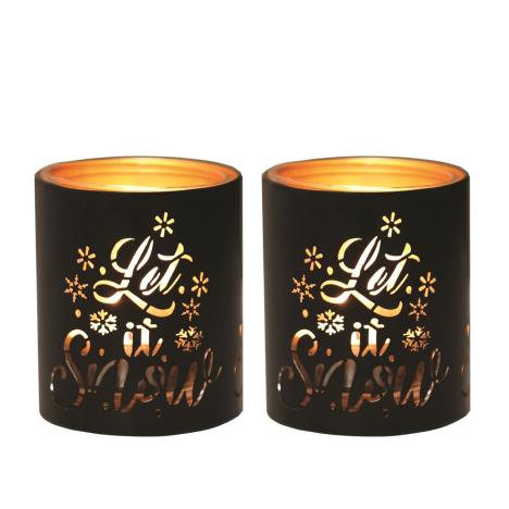 Aroma Black & Gold Let It Snow 2 Tealight & Votive Holder Set  £8.09