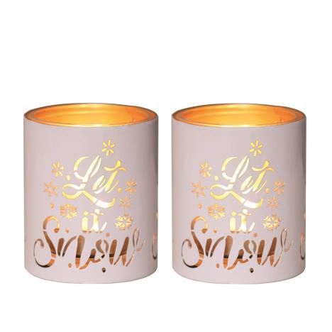 Aroma White & Gold Let It Snow 2 Tealight & Votive Holder Set  £8.09