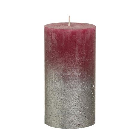 Bolsius Wine Red Rustic Faded Champagne Metallic Pillar Candle 13cm x 7cm  £5.84