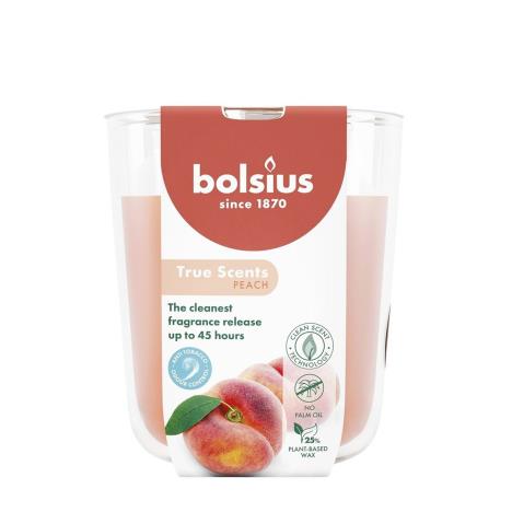 Bolsius Peach True Scents Anti Tobacco Medium Glass Jar Candle