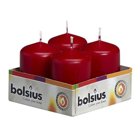 Bolsius Wine Red Pillar Candles 6cm x 4cm (Pack of 4)  £4.94