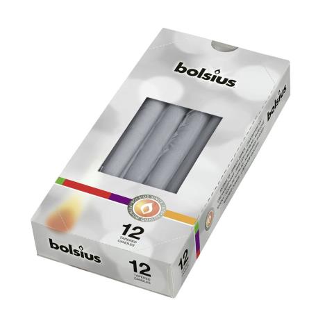 Bolsius Metallic Silver Tapered Candle (Pack of 12)  £11.69