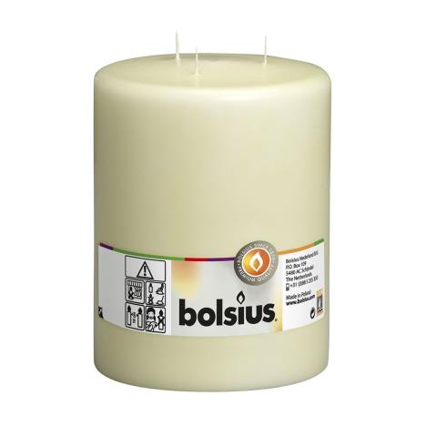 Bolsius Ivory 3 Wick Mammoth Pillar Candle 20cm x 15cm