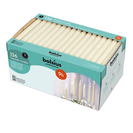 Bolsius Ivory Torpedo Candles 24cm (Pack of 136)  £89.99