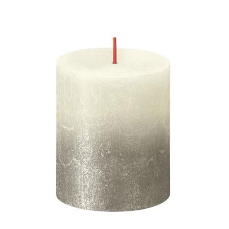 Bolsius Faded Soft Pearl Champagne Rustic Metallic Pillar Candle 8cm x 7cm