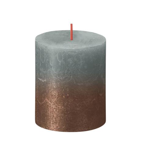 Bolsius Faded Eucalyptus Green Copper Rustic Metallic Pillar Candle 8cm x 7cm  £5.39