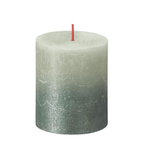 Bolsius Faded Foggy Green Oxid Blue Rustic Metallic Pillar Candle 8cm x 7cm