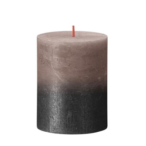 Bolsius Faded Caramel Anthracite Rustic Metallic Pillar Candle 8cm x 7cm