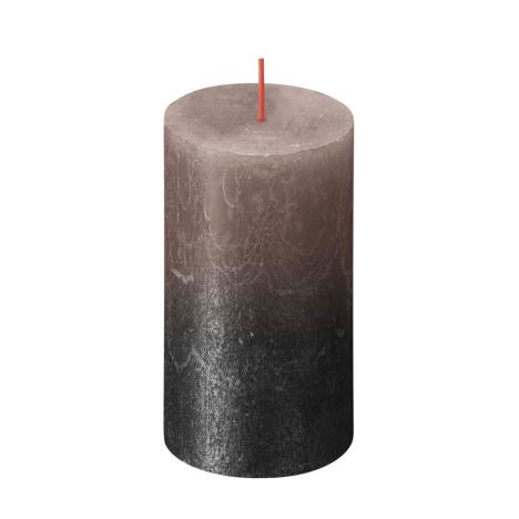 Bolsius Faded Caramel Anthracite Rustic Metallic Pillar Candle 13cm x 7cm