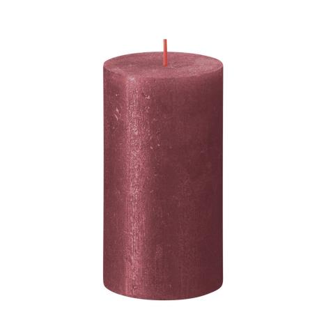 Bolsius Red Rustic Shimmer Metallic Pillar Candle 13cm x 7cm