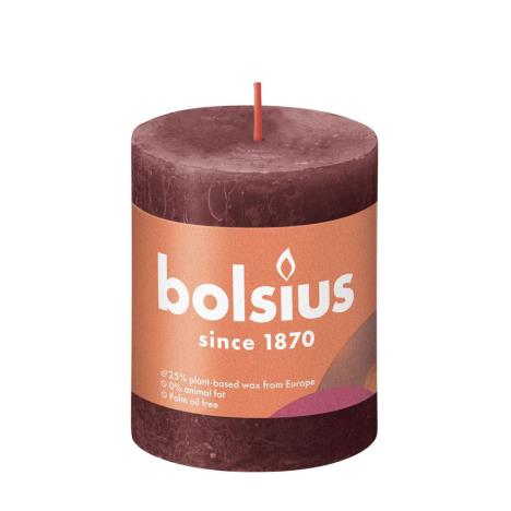 Bolsius Velvet Red Rustic Shine Pillar Candle 8cm x 7cm