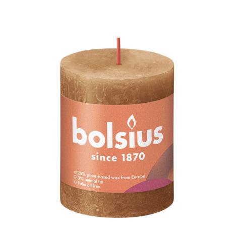Bolsius Spice Brown Rustic Shine Pillar Candle 8cm x 7cm  £4.04