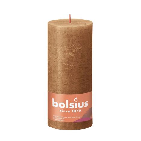 Bolsius Spice Brown Rustic Shine Pillar Candle 19cm x 7cm