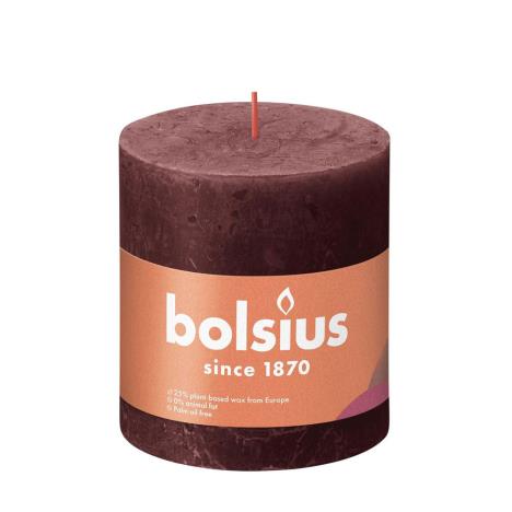 Bolsius Velvet Red Rustic Shine Pillar Candle 10cm x 10cm