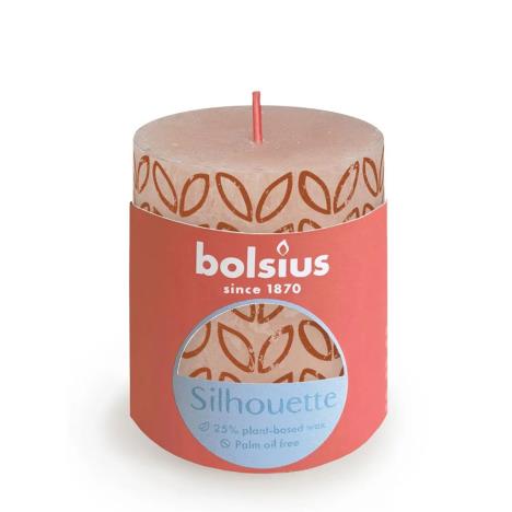 Bolsius Misty Pink Rustic Silhouette Pillar Candle  8cm x 7cm