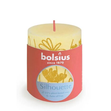 Bolsius Butter Yellow Rustic Silhouette Pillar Candle  8cm x 7cm