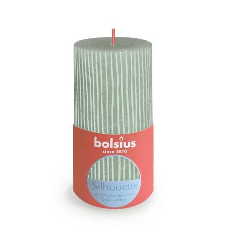 Bolsius Jade Green Rustic Silhouette Pillar Candle  13cm x 7cm