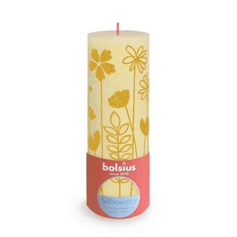 Bolsius Butter Yellow Rustic Silhouette Pillar Candle  19cm x 7cm