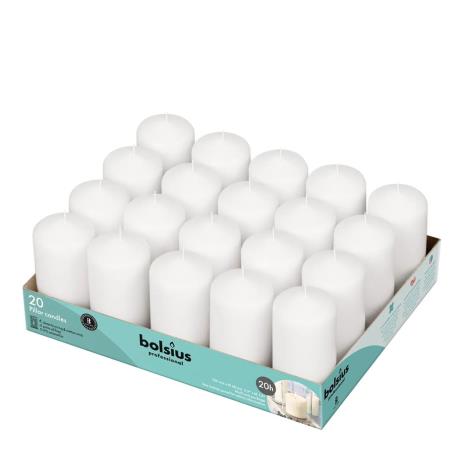 Bolsius White Professional Pillar Candles 10cm x 5cm (Pack of 20)