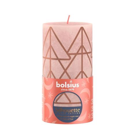 Bolsius Misty Pink Rustic Silhouette Pillar Candle  13cm x 7cm