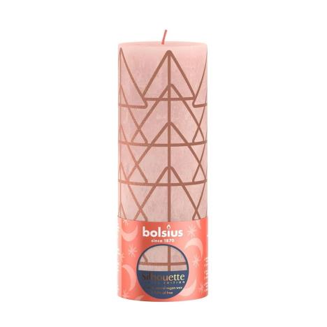 Bolsius Misty Pink Rustic Silhouette Pillar Candle  19cm x 7cm