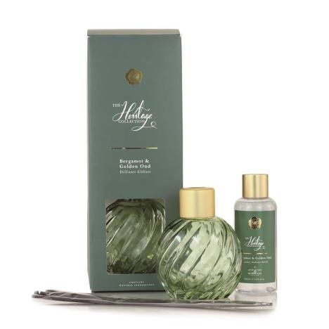 Ashleigh &amp; Burwood Green Swirling Jewel Reed Diffuser &amp; Bergamot &amp; Golden Oud Gift Set