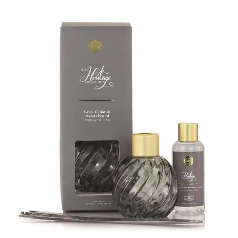 Ashleigh &amp; Burwood Grey Swirling Jewel Reed Diffuser &amp; Grey Cedar &amp; Sandalwood Gift Set